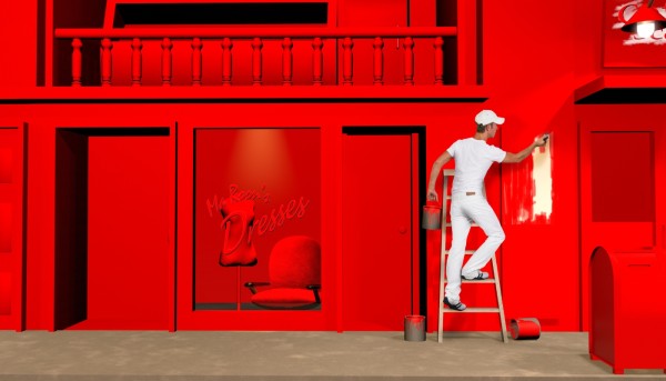 a man painting the town red, representing British slang of the same phrase.