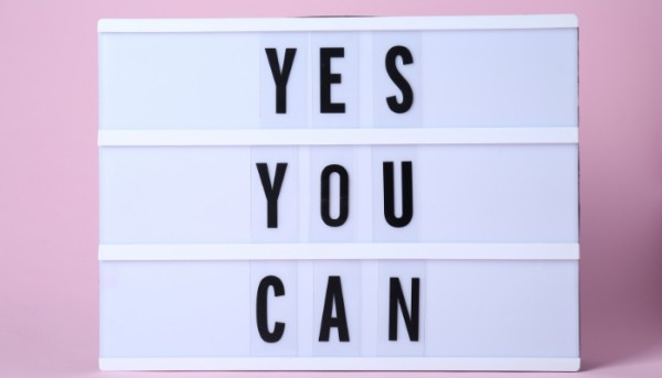 'yes you can' written on a lightup box