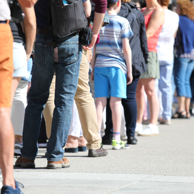 people queueing in britain