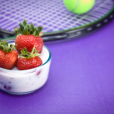 wimbledon tennis strawberries on the purple courts